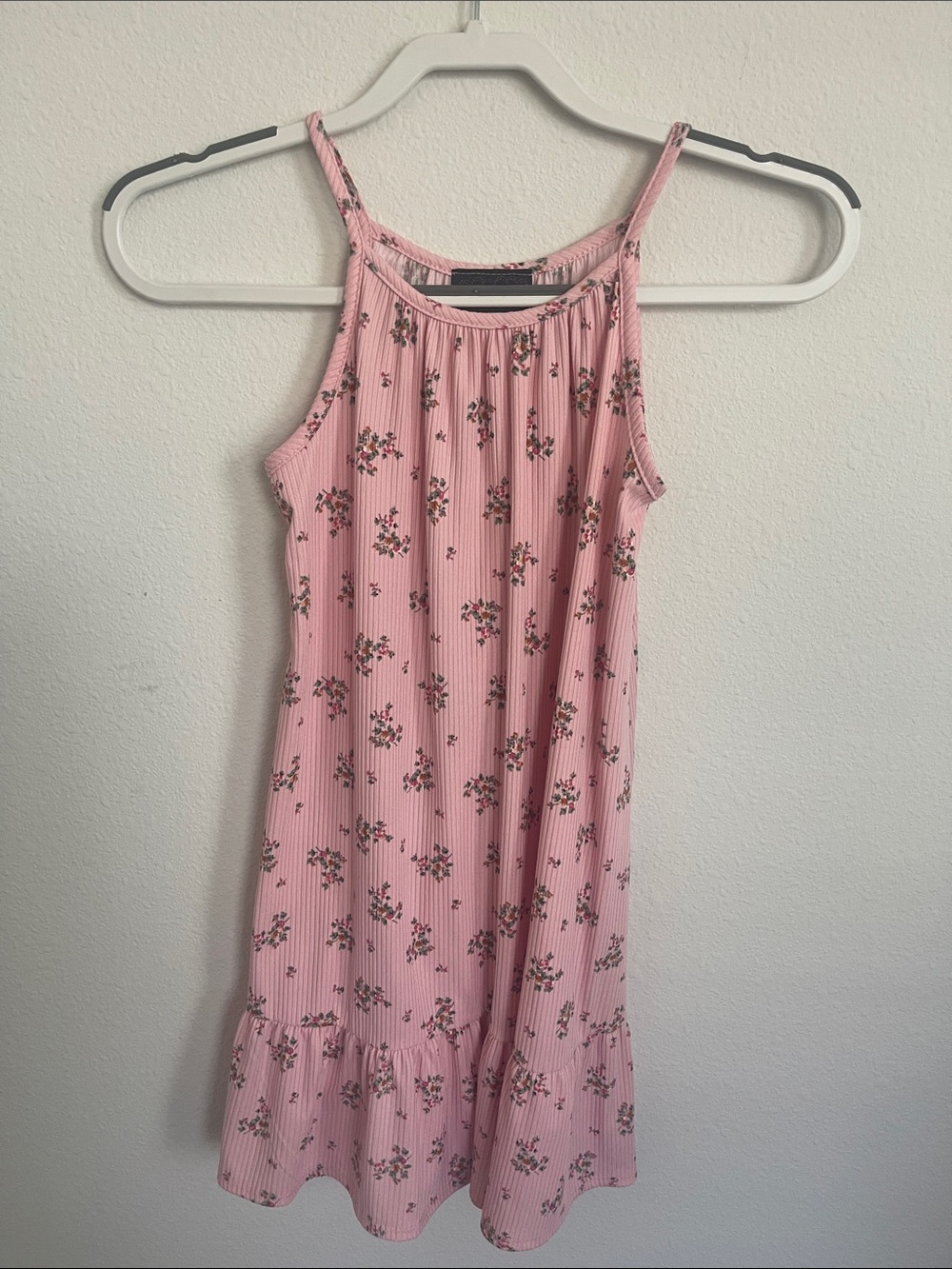 Girls' Pink Floral Sleeveless Casual Dress